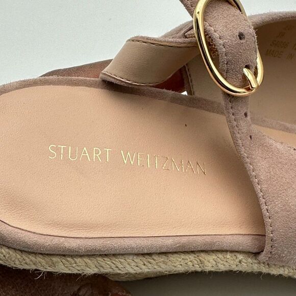 Stuart Weitzman Grey Suede Peep Open Toe Slingback Espadrille Wedges Size 8.5 - Picture 7 of 7